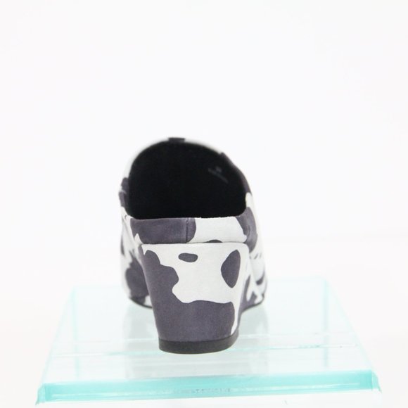 Pelle Moda Clogs Women Cow Print Shoes NEW Wedge Heel 8 Kiko black white - Picture 7 of 7